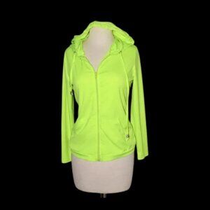 Hoodie Zip Front Neon Green Athleticwear Casual